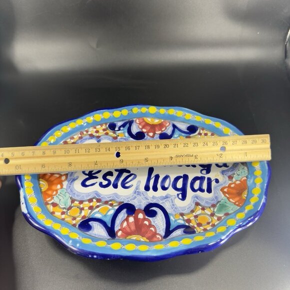 Hand Made Talavera Pottery Mexican Ceramic Hand Painted Tray Oval Dish HR Puebla - Picture 3 of 13
